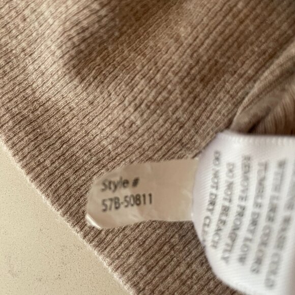 Bobi Los Angeles Wrap Front Long Sleeve Top in Oatmeal, Size Medium - Picture 4 of 6